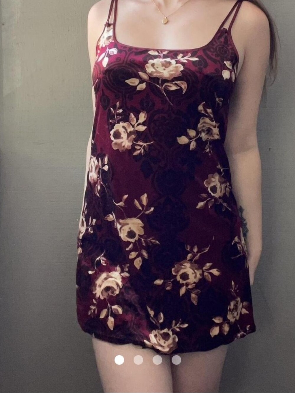 Expressions by California-90s crushed velvet floral slip dress-Vintage Large